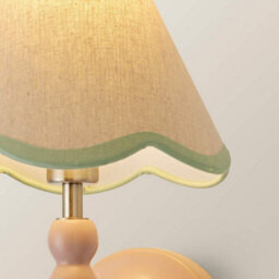 Valuelights Bobbin Pair Of Pink Wall Lights With Green Trim Scallop Shades - thumbnail 5