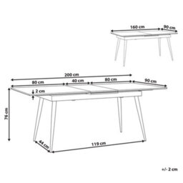Beliani Extending Dining Table Maldon Black 160/200 Cm 90 Cm - thumbnail 3