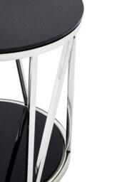 Orsina Modern Round Chrome Finish Side Table, Durable Side Table For Livingroom, Tempered Glass Modern Side Table - thumbnail 3