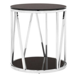 Orsina Modern Round Chrome Finish Side Table, Durable Side Table For Livingroom, Tempered Glass Modern Side Table - thumbnail 1