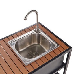 Beliani Outdoor Kitchen Island With Sink Avetrana Metal Black - thumbnail 7