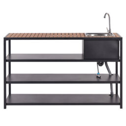 Beliani Outdoor Kitchen Island With Sink Avetrana Metal Black - thumbnail 5