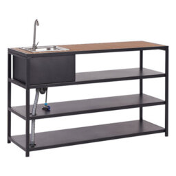 Beliani Outdoor Kitchen Island With Sink Avetrana Metal Black - thumbnail 6
