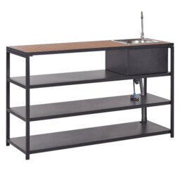 Beliani Outdoor Kitchen Island With Sink Avetrana Black Metal