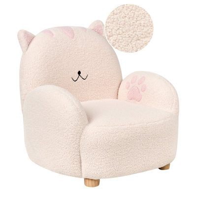 Beliani Kids Armchair Cat Zoar Boucle Off-White - image 1