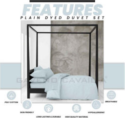 Gc Gaveno Cavailia Plain Dyed Duvet Cover Super King Polycotton Solid Bedding Set Breathable Lightweight Duvet Cover Set Sky Blue - thumbnail 3