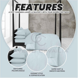 Gc Gaveno Cavailia Plain Dyed Duvet Cover Super King Polycotton Solid Bedding Set Breathable Lightweight Duvet Cover Set Sky Blue - thumbnail 4