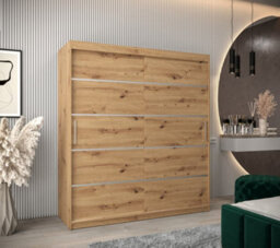 Arte Verona 01 Contemporary 2 Sliding Door Wardrobe 9 Shelves 2 Rails Oak Artisan Effect (H)2000mm (W)1800mm (D)620mm - thumbnail 2