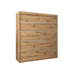 Arte Verona 01 Contemporary 2 Sliding Door Wardrobe 9 Shelves 2 Rails Oak Artisan Effect (H)2000mm (W)1800mm (D)620mm - thumbnail 1