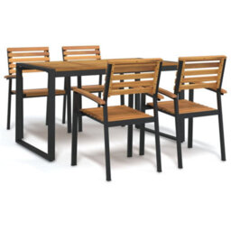 Berkfield 5 Piece Garden Dining Set Solid Wood Acacia And Metal - thumbnail 1
