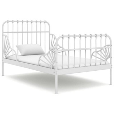 Vidaxl Extendable Bed Frame Without Mattress White Metal 80X130/200 Cm - image 1