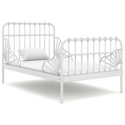 Vidaxl Extendable Bed Frame Without Mattress White Metal 80X130/200 Cm - thumbnail 1