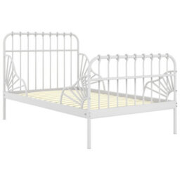 Vidaxl Extendable Bed Frame Without Mattress White Metal 80X130/200 Cm - thumbnail 2