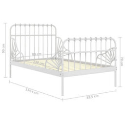 Vidaxl Extendable Bed Frame Without Mattress White Metal 80X130/200 Cm - thumbnail 7