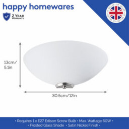 Happy Homewares Traditional Satin Nickel Flush Wall Uplighter With Opal Swirl Glass Diffuser - thumbnail 3