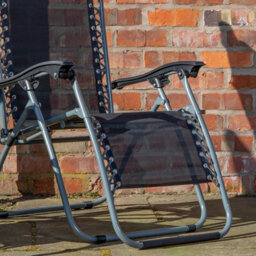Samuel Alexander Set Of 2 Multi Position Zero Gravity Relaxer Chair Sun Lounger In Black & Silver - thumbnail 6