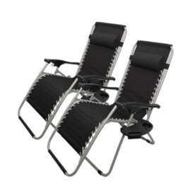 Samuel Alexander Set Of 2 Multi Position Zero Gravity Relaxer Chair Sun Lounger In Black & Silver - thumbnail 9