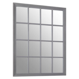 Orsina Grey Flat Wood Wall Mirror, 130X100Cm Rectangle Mirror With 16 Panels & Hanging Hooks, Rustic Wall Décor - thumbnail 2