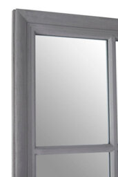 Orsina Grey Flat Wood Wall Mirror, 130X100Cm Rectangle Mirror With 16 Panels & Hanging Hooks, Rustic Wall Décor - thumbnail 3
