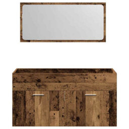 Berkfield Bathroom Cabinet With Mirror Old Wood Engineered Wood - thumbnail 4
