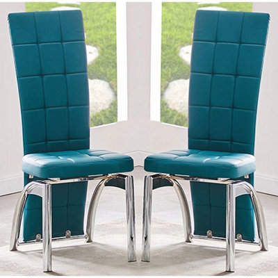 Furniture in Fashion Ravenna Teal Faux Leather Dining Chairs In Pair - image 1