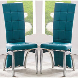 Furniture in Fashion Ravenna Teal Faux Leather Dining Chairs In Pair - thumbnail 1