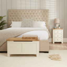 The Furniture Market Marbury Cream Painted 3 Drawer Bedside Table Wooden Lamp Side Table Light Whitewash Oak Top For Bedroom And Living Room - thumbnail 6
