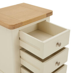 The Furniture Market Marbury Cream Painted 3 Drawer Bedside Table Wooden Lamp Side Table Light Whitewash Oak Top For Bedroom And Living Room - thumbnail 7