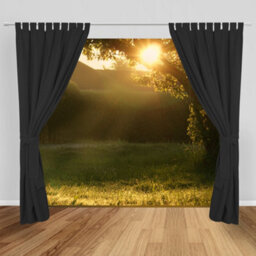 Toolty Outdoor Curtain Waterproof 155X240Cm Black With Tab-Top Mount For Garden, Balcony, Patio