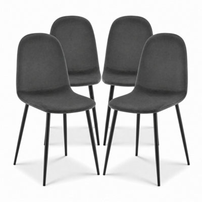 Bravich Ron Velvet Dining Chair - Grey, Set Of 4 - image 1