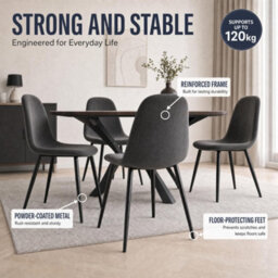 Bravich Ron Velvet Dining Chair - Grey, Set Of 4 - thumbnail 7