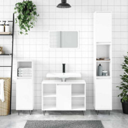 Vidaxl Bathroom Cabinet High Gloss White 80X33X60 Cm Engineered Wood - thumbnail 1