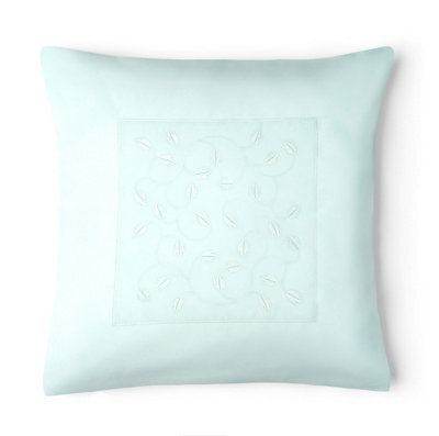 Intimates Taffeta Embroidered Cushion, Luxury Zippered Square Throw Cushion For Modern Home Decor - Green