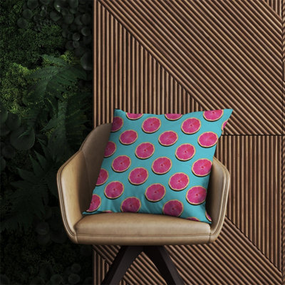 Warren Reed Designer Fruity Pattern Of Pink Grapefruit Outdoor Cushion 60Cm X 60Cm