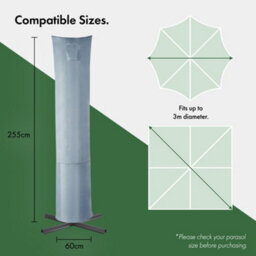 Vonhaus Waterproof Cantilever Parasol Cover, Heavy Duty For Garden Cantilever Banana Umbrella - thumbnail 6
