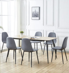 Hallowood Furniture Cullompton Large Extending Dining Table With Light Oak Effect Top (120-180Cm) With 6 Chairs