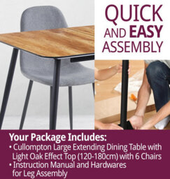 Hallowood Furniture Cullompton Large Extending Dining Table With Light Oak Effect Top (120-180Cm) With 6 Chairs - thumbnail 7