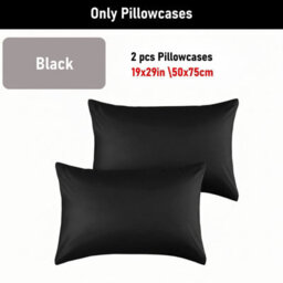 Aspire Homeware Bed Pillowcase Pair -Soft Breathable Envelop Bedding Black Pillow Covers, Plain Dyed Pillowcase Set, 50 X 75 Cm - thumbnail 6