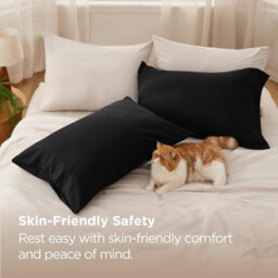 Aspire Homeware Bed Pillowcase Pair -Soft Breathable Envelop Bedding Black Pillow Covers, Plain Dyed Pillowcase Set, 50 X 75 Cm - thumbnail 3