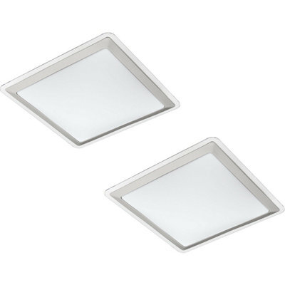 Modern 2-Pack White Led Flush Ceiling Lights With Silver Shade - image 1