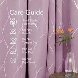 Deconovo Eyelet Silver Wave Line Foil Printed Blackout Curtains For Living Room, 46 X 90 Inch, Pink, 2 Panels - thumbnail 7