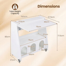 Costway Folding Desk On Wheels Convertible Drop Leaf Writing Desk With Storage Shelves & Compartments White - thumbnail 2