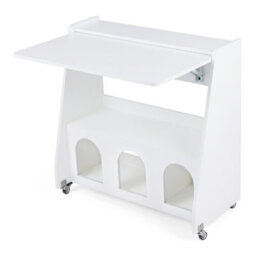 Costway Folding Desk On Wheels Convertible Drop Leaf Writing Desk With Storage Shelves & Compartments White - thumbnail 6