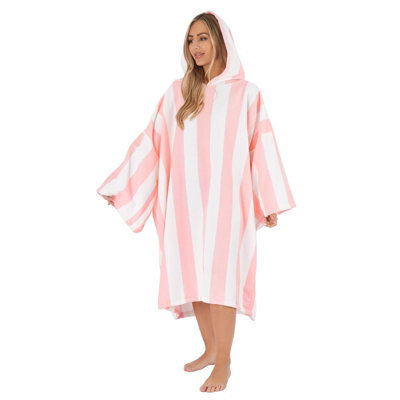 OHS Stripe Poncho Towel Hooded Absorbent Bath Robe - image 1