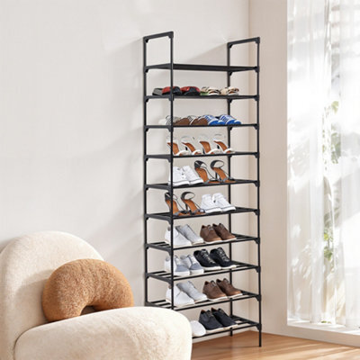 Thehotsale 10 Tier Black Detachable Steel Tube Shoe Rack At The Entrance