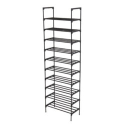 Thehotsale 10 Tier Black Detachable Steel Tube Shoe Rack At The Entrance - thumbnail 3
