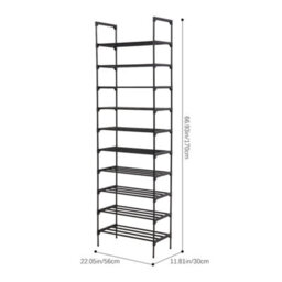 Thehotsale 10 Tier Black Detachable Steel Tube Shoe Rack At The Entrance - thumbnail 9