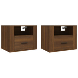 Berkfield Wall-Mounted Bedside Cabinets 2 Pcs Brown Oak 50X36X40 Cm - thumbnail 2
