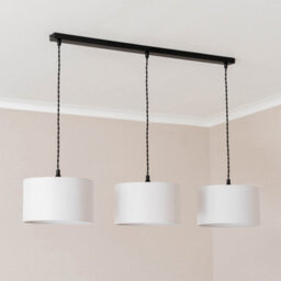 Valuelights Reni White Drum Shade 3 Drop Bar Matte Black Diner Ceiling Light With Led Bulbs - thumbnail 3
