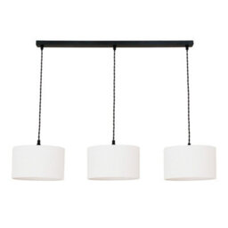 Valuelights Reni White Drum Shade 3 Drop Bar Matte Black Diner Ceiling Light With Led Bulbs - thumbnail 2
